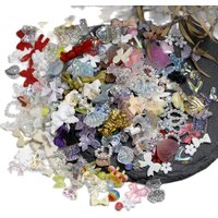 Nouvelles breloques en résine pour les ongles, multi-formes, fleur, papillon, nœud papillon, cœur, gemmes, strass pour décalcomanies 3D, 100 pièces, 2022