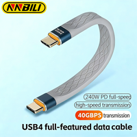 NNBILI Type-C to Type-C 240W Short Cable Fast Charging USB-C Cord 40Gbps Data Transfer 8K Flat Slim Data Charge Extension Cable