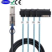 Mini SAS HD SFF-8088 to 4X SAS SFF-8482 with 15P SATA male 2 in 1 Data Server Cable