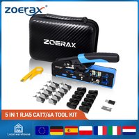 ZoeRax RJ45 CAT7 CAT6A Crimper Kit, verstellbares Crimpwerkzeug, 10 Steckverbinder, Zugentlastungsstiefel für verseilte und solide Kabel