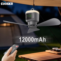 12000mAh Portable Ceiling Fans Outdoor Camping Fan Tent Air Circulator Cooler Rechargeable Electric Fan Remote Control LED Light image 4