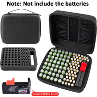 Battery Organizer Storage Bag for 48 x AA, 48 x AAA Total 96 Batteries with Battery Tester,Extra 2 Pockets for Other Accessories