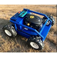 Wheeled Remote Control Lawn Mower, Engine Brake and Throttle Adjustment, Anti-rollover Protection, High Power Engine