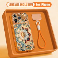 Vintage Totem Pattern Magnetic Lanyard Phone Case For iphone 17 Pro Max 16 15 14 13 Pro Max For Magsafe Wireless Charge PC Cover