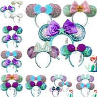 Disney Mickey Mouse Ear Headband Mermaid Hallowmas Festivel Party Hairwear COSTUME Cosplay Plush Gift Hair Accessories For Women