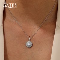 GXTRS Fashion Real Moissanite Pendant Necklaces For Women 925 Sterling Silver Round Cut Diamond Chains Party Fine Jewelry Gifts