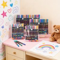 24/48/72 Colors Glitter Felt Tip Markers Color Shimmer Marker for Doodle Writing Art DIY Crafts Scrapbooking,Painting Supplies