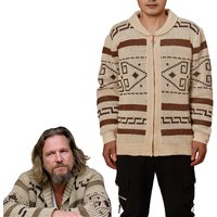 The Dude Sweater Big Cosplay Lebowski Jeffrey Cosplay Costume Zip Up Shawl Cardigan Knitted Sweater Outfit For Adult Men
