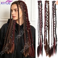 XY Bohemia Clip in Hair Extensions Handmade Synthetic Weaving 20 Inches Clip-on Long Braid Fairy Hair Synthetic Hair Extensions