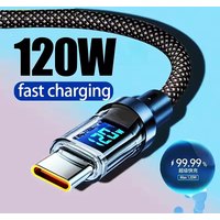 120W USB A to Type C Quike Data Transmission Cable Cord Phone Quike Charging Cable LED Display Line For Samsung iPhone Xiaomi