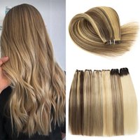 Straight Real Human Hair Weaves 100% Remy Human Natural Hair Bundles Sew In Weft Hair Extensions Ombre Blonde For Salon