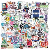 100PCS Cartoon Laboratory Physical, Chemical, and Biological Graffiti Stickers Luggage Refrigerator Tablet Notebook Waterproof