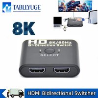 8k HDTV HDMI Switch 2-Port Bi-Directional Adapter 2x1/1x2 Video Selector for Laptop PS3/PS4 TV Box to Monitor TV