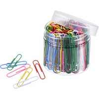 100Pcs Metal Paper Clips Medium Size 2 Inch Vinyl Coated to Prevent Tearing Pages with Box for Office Home Multicolored Count