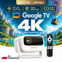 BYINTEK U90 Max Projector 4K Full HD1080P Cinema Android TV 11.0 WiFi Mini Portable 1080P Home Theater Video DLP Projector with Battery