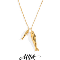 Miia Lucky Fish Metal Pendant Necklace Stainless Steel Waterproof Jewelry Exquisite Waterproof Necklace Accessories Gift