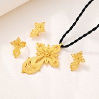Ethiopian Classical Ethiopian Gold Plated Bridal Jewelry Sets Necklace Earrings Ring Gifts Wedding Jewellery Set For Women