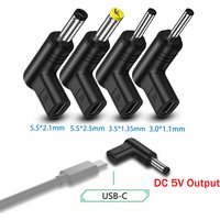 4Pcs 90 Degree Angled USB C to DC 5V PD Charging Adapter Plug for Laptop、Router、Mobile Power Supply Charger Connector