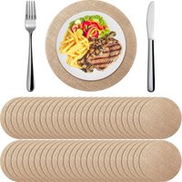 50/100PCS Round Burlap Placemats Natural Color Breathable Non-Slip Light Luxury Table Mats for Kitchen & Dining Room