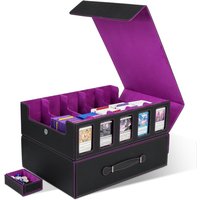 Trading Card Storage Box 5-Row with Handle, TCG Storage Box Holds 3900+ Cards with Display Window, Organizer Case for PTCG Sport