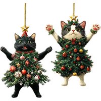 1PC Christmas Tree Pendants Cute Cat Hanging Ornaments for Car Backpack Xmas Tree Decorations Party Supplies New Year Gifts