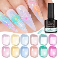 AWStorG 7.5ml 1/6Pcs Ice Macaron Nail Gel Jelly Bule Whitening Manicure Kit UV/LED Trendy Semi Permanent Nail Art Essentials