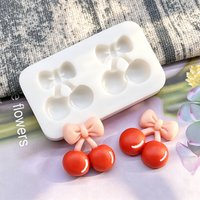 Bow Cherry Silicone Sugarcraft Mold Resin Tools Cupcake Baking Mould Fondant Cake Decorating Tools