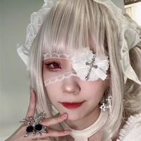 Halloween Punk Gothic Cross Eye Mask Cosplay Lolita Eye Patch Lace Heart Bow Eyewear Accessories Carnival Props