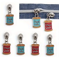 5 Stück 50 mm Denim-Epoxidharz im Retro-Stil 5 # Nylon Puller Slider Kleidung Jacke Reißverschluss Kopf DIY Nähen Reparaturset