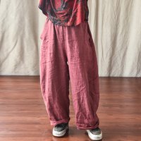 100% Linen Women Casual Trouses New Arrival 2025 Spring Vintage Style Plain Color Loose Female Cotton Linen Harem Pants M733