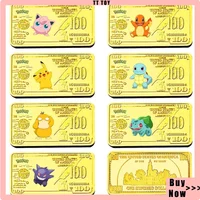 Hot Anime Pokemon Anime Peripheral Square Commemorative Coin Anime Character Pikachu Keda Duck Johnny Turtle Collection Toy Gift