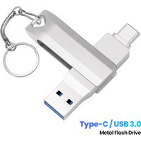 TYPE-C USB Flash Drive 128GB USB-C Memory Stick Mini Metal Pen Drive 64GB Silver Pendrive 32GB Creative Business Gifts U Disk