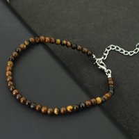 Boho Handmade Natural Stone Anklet Women 4mm Tiger Eyes White Howlite Beads Foot Chain Summer Beach Vacation Leisure Accessories