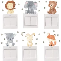 6pcs/set Cartoon Animals Wall Stickers for Children's Room Baby Room Decoration Switch Stickers Kids Room Nursery Wall Decals