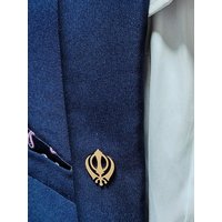 Sikh symbol men's brooch, stainless steel collar pin, suit and shirt decorative accessory, religious party gift