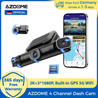 【Entrepôts DE】Caméra embarquée AZDOME M660 2K+3*1080P avec GPS intégré, WiFi 5G, commande vocale, vision nocturne IR, surveillance de stationnement 24h/24, 128 Go eMMC