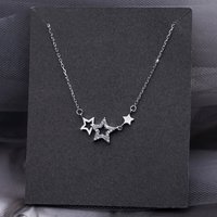 New 925 Sterling Silver Star Necklace Shiny Zircon Pentagram Clavicle Chain Exquisite Small Pendant Female Wedding Jewelry Gift