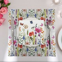 10/20pcs 33 * 33cm 2Layer Watercolor Flower Butterfly Printed Napkins Party Decoration Disposable Table Mat DIY Decoupage Paper