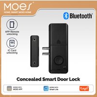 MOES Bluetooth Smart Door Lock Concealed Invisible Type IC Access Card Tuya APP Remote Unlock Electronic For Wooden Glass Door