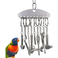 1pc Stainless Steel Bird Toy For Parrots, Durable Parakeet Chew Toy, Interactive Pet Cage Hanging Accessory, For Large And Mediu