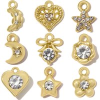 10pcs/lot Knot Flower Zinc Alloy DIY Charm High Polished Gold Plated Star Moon Pendant Women Earring Bracelet Making Jewelry
