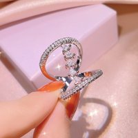 925 Sterling Silver Creative White Zircon Geometric Ring Female Sweet Romantic Irregular Zircon Ring Ladies Party Birthday Gift