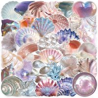 50PCS Cartoon Shell Graffiti Stickers Conch Pearl DIY Decorative for Stationery Notebook Water Cup
