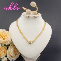 Plated Bridal Jewelry Set for Women – Necklace Earrings Bangle Ring, Luxury Wedding Jewellery Woman Gift