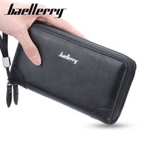 Baellerry Men's Large Capacity Long Wallet Clutch Handbag Business Multi Double Zipper Phone Bag Item Storage Organizer