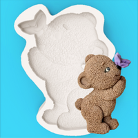 Delicate Plush Bear Silicone Mold, Bear with Bow Design Mold, Chocolate Dessert Making Silicone Mold