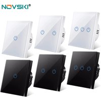 EU standard wall touch light switch,Touch Switch wall power sensor switch, white crystal glass panel, with LED backlight, AC220V