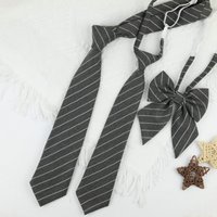 Korean Style Black Gray Striped JK Ties Elegant Bowties Ladies Collar Slim Neck Tie Shirt Accessories Gift Cotton Soft Lazy-ties