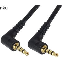 Nku 4Pole 3.5mm 1/8" TRRS Aux Cable 90 Degree Right Angle 3.5 Male-Male Stereo Audio Cord for IPod Smartphones Tablets Handsets