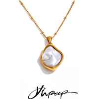 Yhpup New Arrivals Stainless Steel Baroque Simulated Pearls Pendant Necklace Vintage Fashion Chic Collar Jewelry